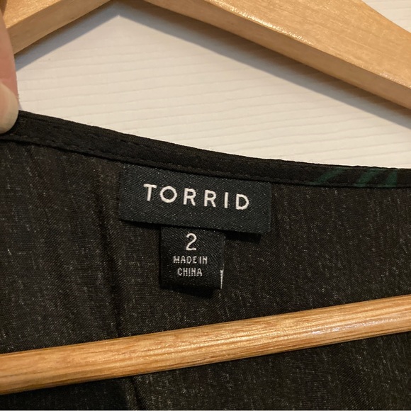 Torrid Silky Brushed Charmeuse Rose Print Faux Wrap Midi Dress - Picture 4 of 9